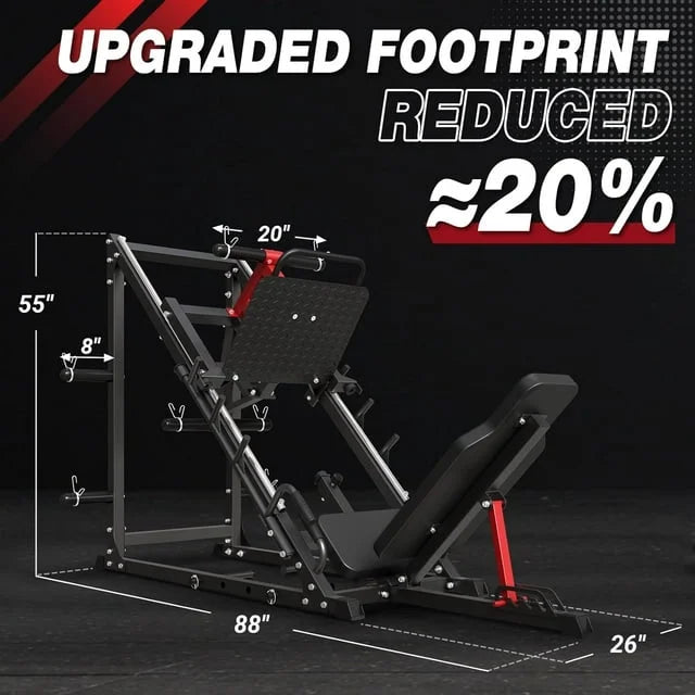 syedee Leg Press Machine , 2000LBS Weight Capacity Adjustable Leg Machine with Resistance Band Pegs and Plate Storages, Workout Equipment for Strength Training