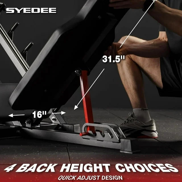 syedee Leg Press Machine , 2000LBS Weight Capacity Adjustable Leg Machine with Resistance Band Pegs and Plate Storages, Workout Equipment for Strength Training
